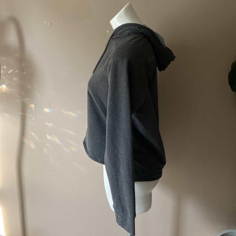 Reebok Women’s Dark Gray Logo High Low Hoodie Size Athleisure Loungewear Size L - Picture 3 of 6